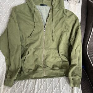 Brandy Melville Olive Zip-Up Hoodie OS